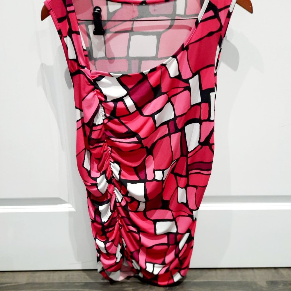 Abstract Pink, Red, White Blouse